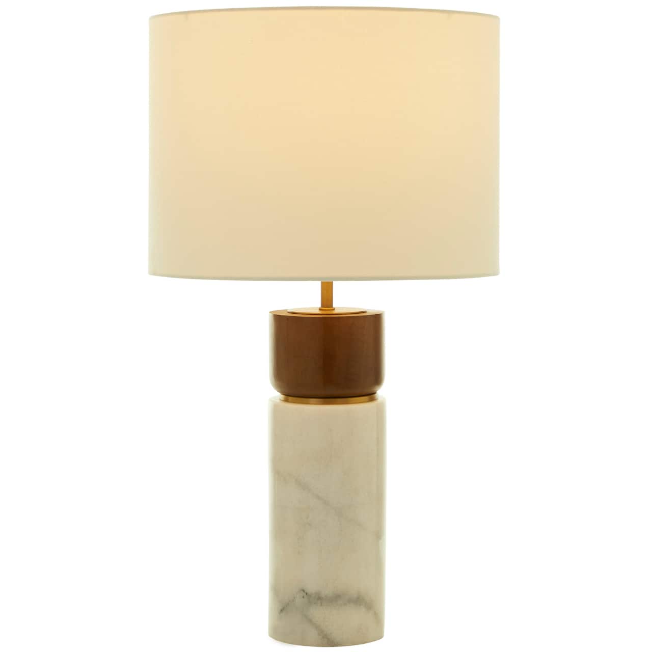 White Marble Thick Stand Table Lamp with Drum Shade 15" x 14" x 25"